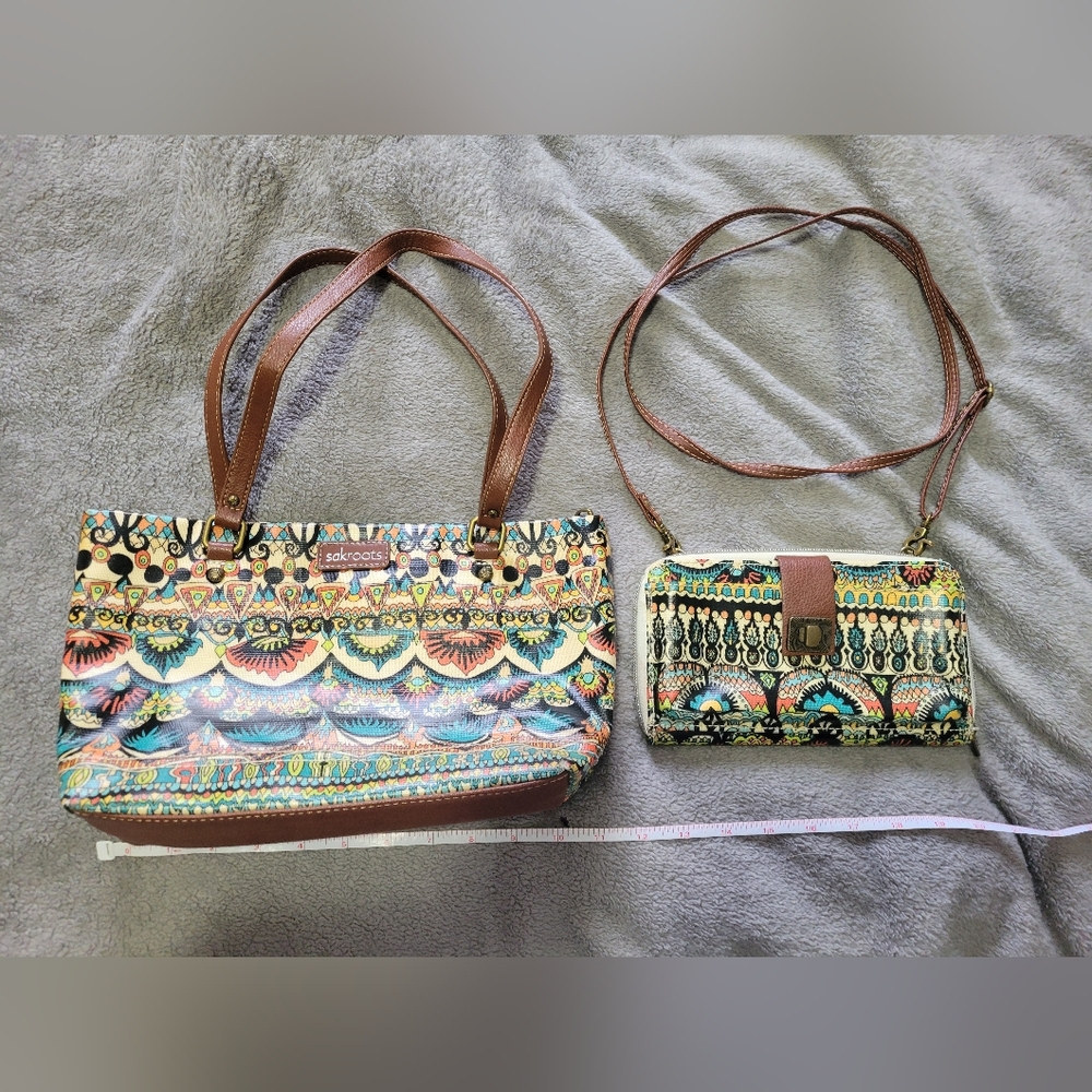 Sakroots Colorful Patterned Shoulder and Crossbody Bag Set